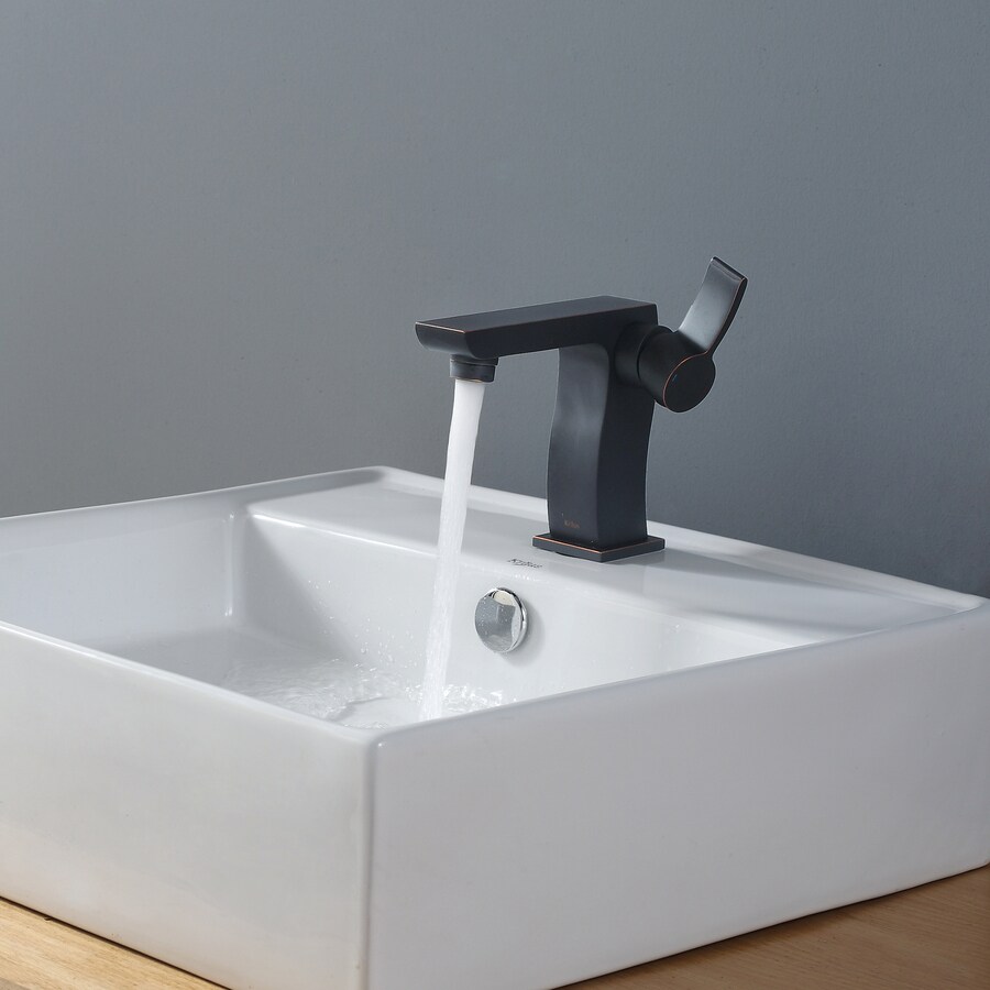 Oil Rubbed Bronze Kraus KEF-14601-PU16ORB Kraus Sonus Single Lever Basin Bathroom Faucet and Pop Up Drain with Overflow 