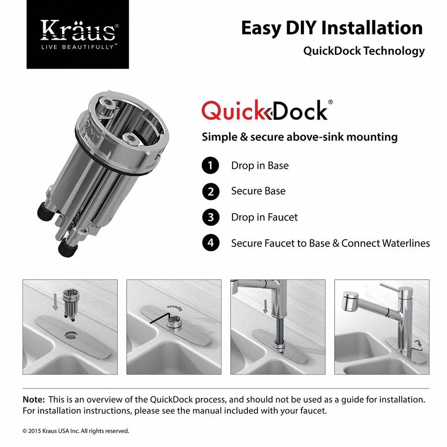 Kraus QuickInstall Kitchen Faucet Chrome Single Handle Lowarc Kitchen