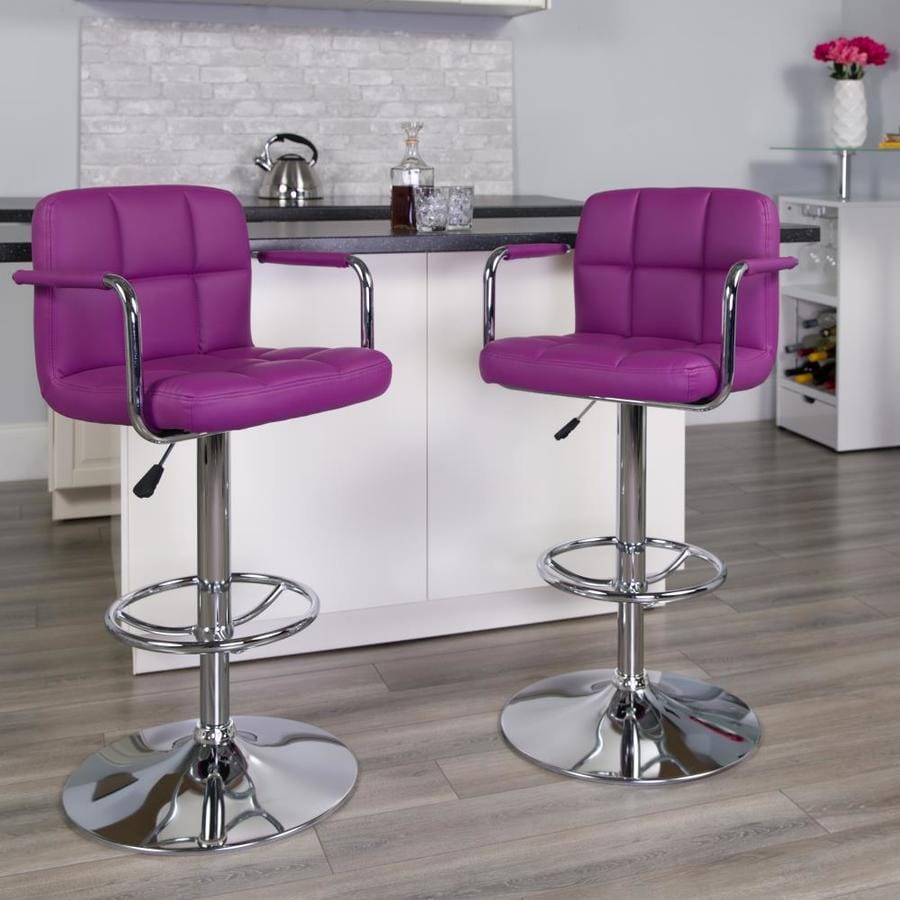 Flash Furniture Purple Adjustable Height Upholstered Swivel Bar Stool