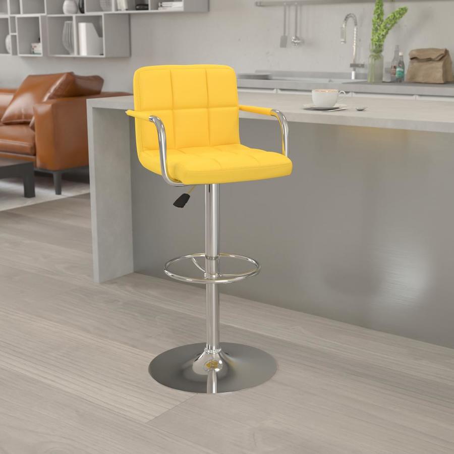 Flash Furniture Yellow Adjustable Upholstered Swivel Bar Stool in the Bar Stools department at 