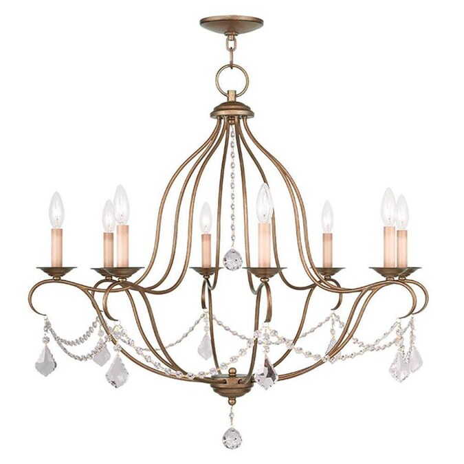 Livex Lighting Chesterfield 8 Light Clear Crystal Antique Gold Leaf Traditional Chandelier In The Chandeliers Department At Com - Antique Gold Leaf Crystal Chandelier Livex Lighting Chesterfield 8 Light Clear Crystal Antique Gold Leaf Traditional Chandelier In The Chandeliers Department At Com - Antique Gold Leaf Crystal Chandelier
