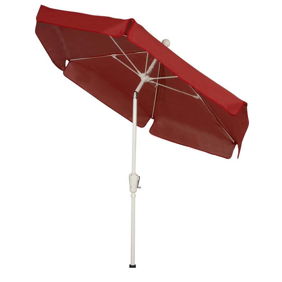 Fiberbuilt 7 5 Ft Hexagon Red With White Plastic Frame Push Button Tilt Market Patio Umbrella In The Patio Umbrellas Department At Lowes Com