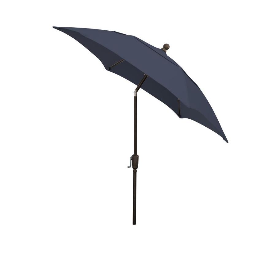 Fiberbuilt 7 5 Ft Hexagon Navy Blue With Champ Bronze Plastic Frame Push Button Tilt Market Patio Umbrella In The Patio Umbrellas Department At Lowes Com