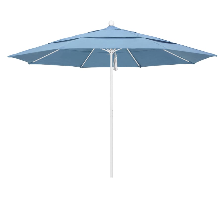 California Umbrella 11 Ft Octagon Air Blue With Matted White Aluminum Frame No Tilt Market Patio Umbrella In The Patio Umbrellas Department At Lowes Com