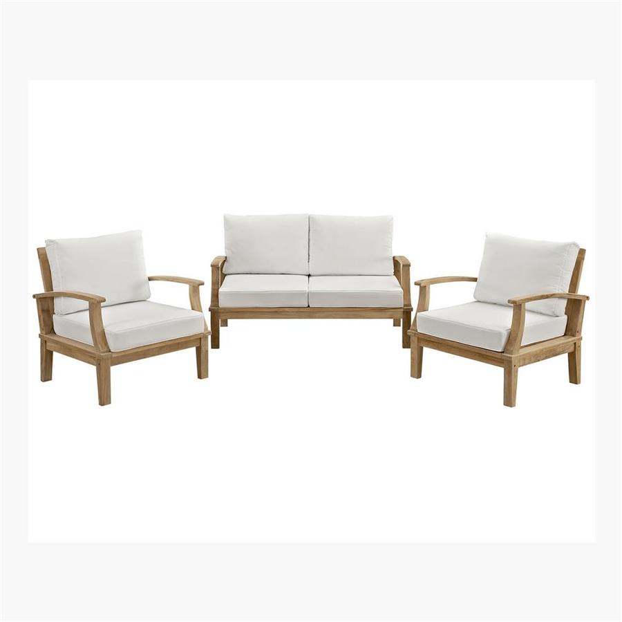 Modway Marina 3 Piece Wood Frame Patio Conversation Set With Cushions In The Patio Conversation Sets Department At Lowes Com