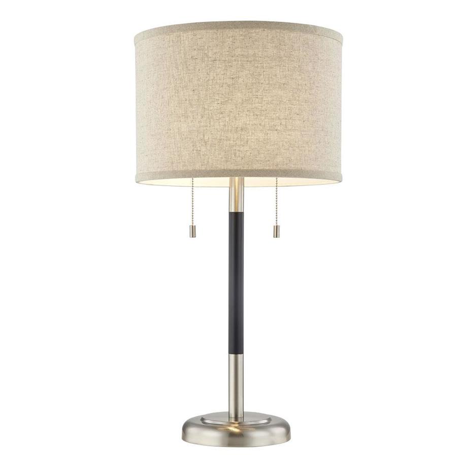 Espresso Table Lamp with Linen Shade 