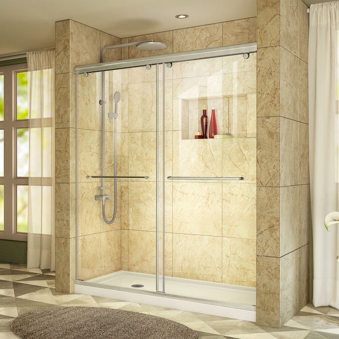 DreamLine Charisma Brushed Nickel 2-Piece Alcove Shower Kit (Common: 36
