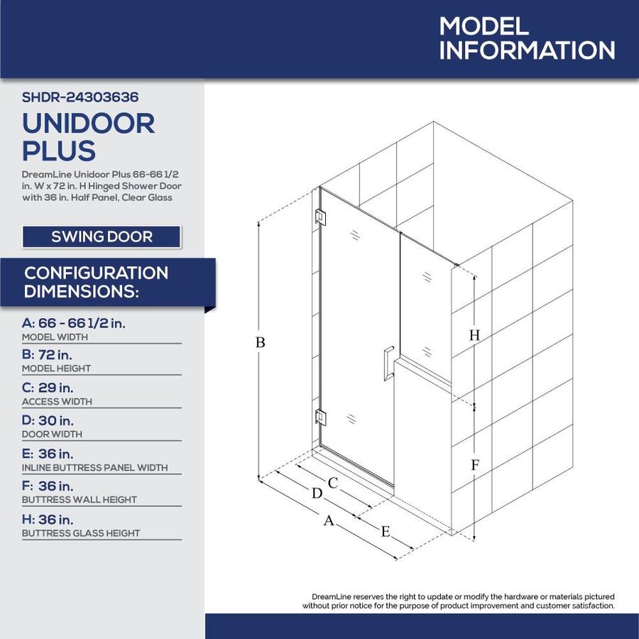 Dreamline Unidoor Plus 72 In H X 66 In To 66 5 In W Frameless Hinged Oil Rubbed Bronze Shower Door Clear Glass In The Shower Doors Department At Lowes Com