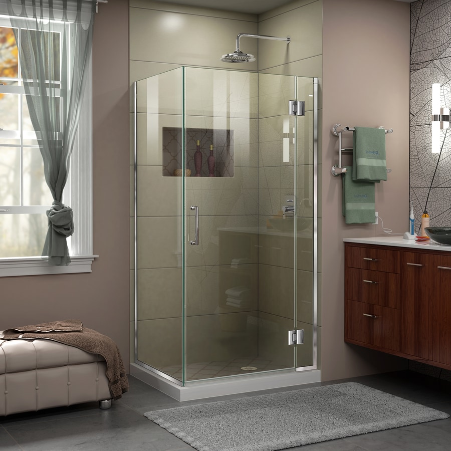 Shop Dreamline Unidoor X In To In W Frameless Chrome Hinged