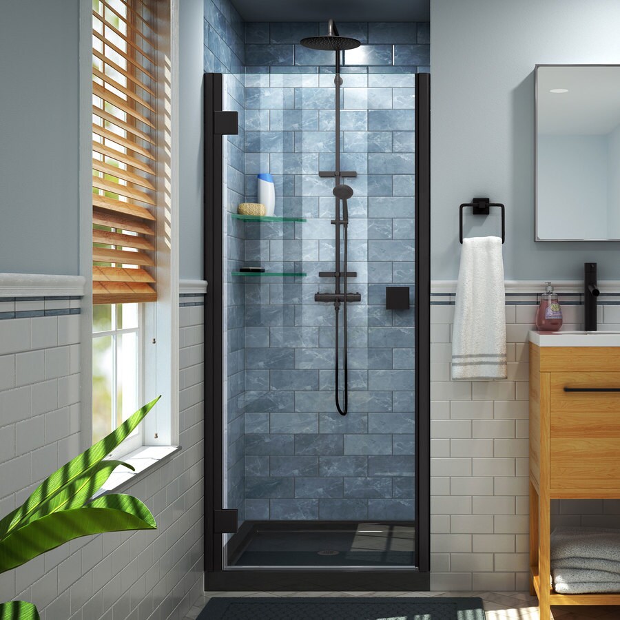 Dreamline Lumen Satin Black 2 Piece Alcove Shower Kit Common 36 In X 36 In Actual 36 In X 36