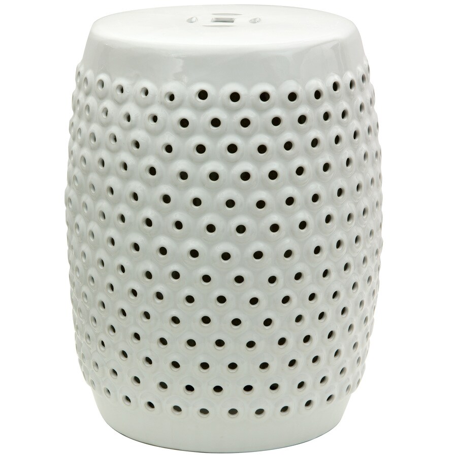 Red Lantern 17 5 In White Ceramic Barrel Garden Stool In The Garden Stools Department At Lowes Com