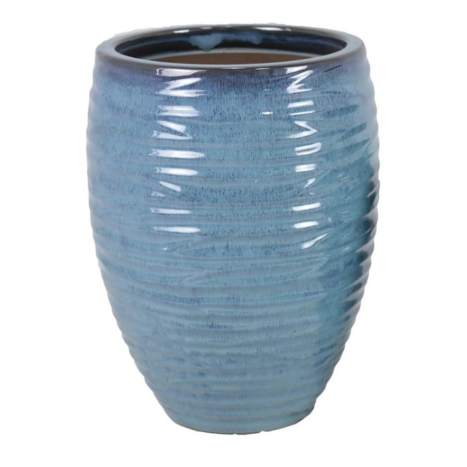 allen + roth 5.9-in W x 10.04-in H Teal Ceramic Planter in the Pots & Planters department at ...