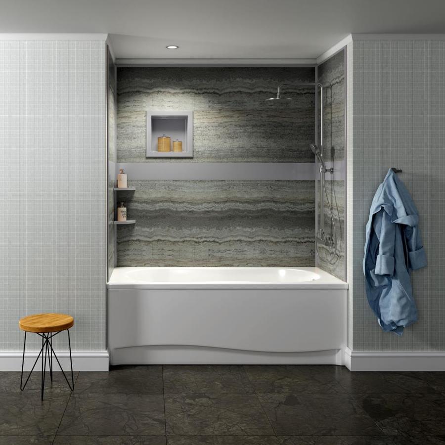 Bella CORE Silver Travertine Solid Surface Bathtub Wall Surround 60in x 96in; Actual