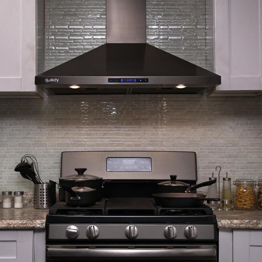 AKDY 30-in Convertible Black Stainless Steel Wall-Mounted Range Hood with Charcoal Filter in the 
