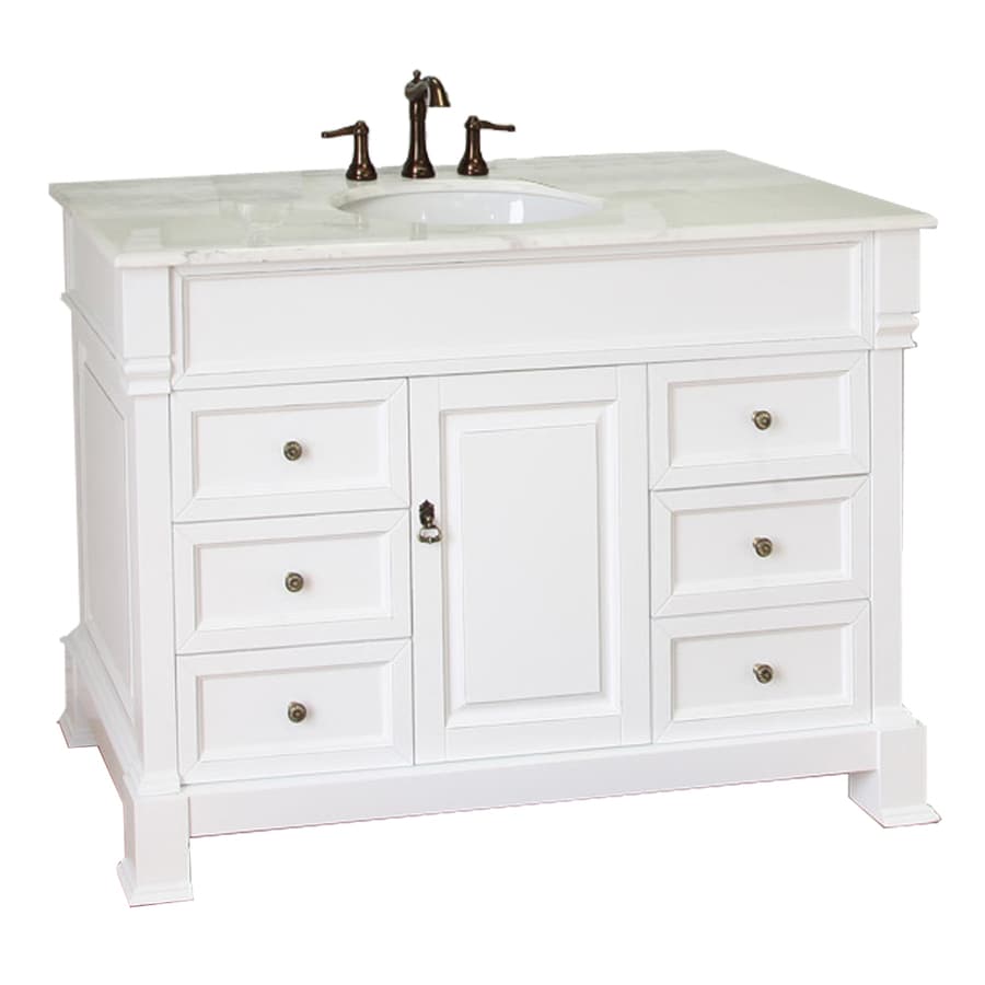 Bellaterra Home 50 In White Rub Edge Single Sink Bathroom Vanity In The Bathroom Vanities With Tops Department At Lowes Com