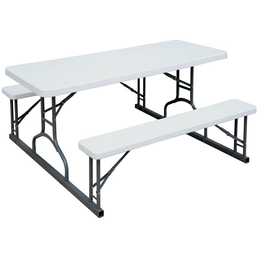 Pdg Plastic Development Group 6ft White Picnic Table With 2 Benches In The Picnic Tables Department At Lowes Com