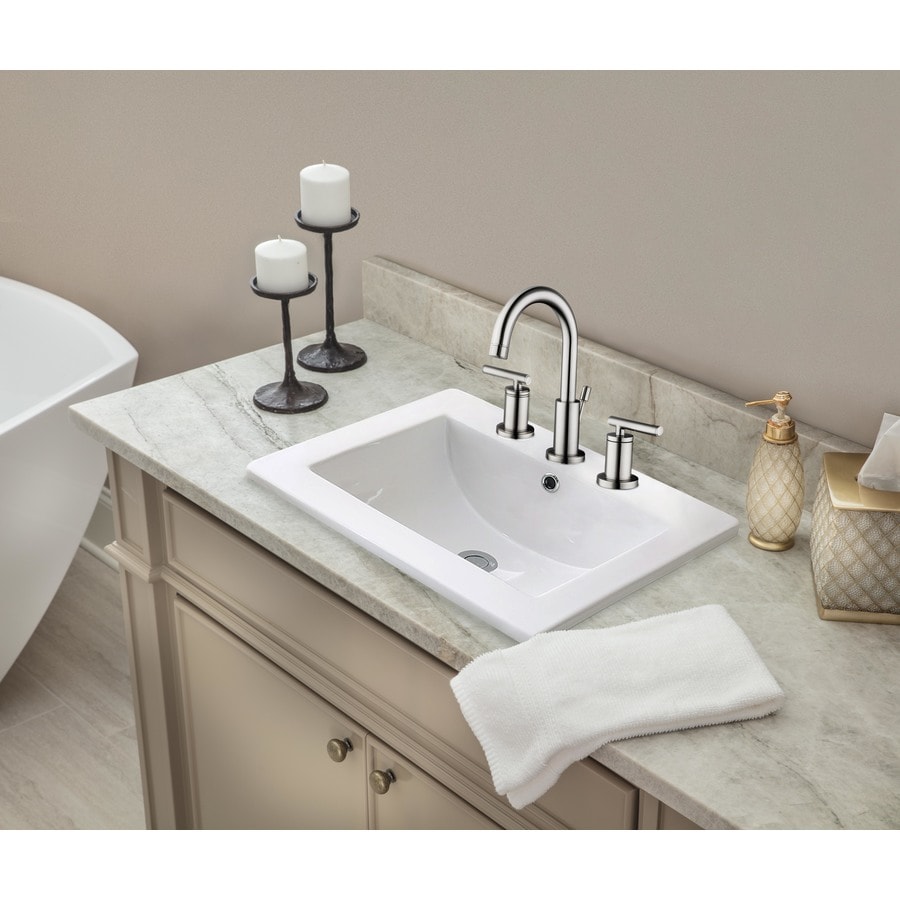 Superior Sinks White Glazed Ceramic Drop In Rectangular Bathroom Sink 