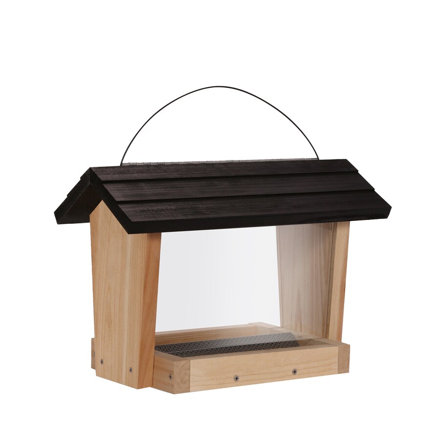shop garden treasures natural cedar hopper bird feeder at shop garden treasures natural cedar hopper bird feeder at