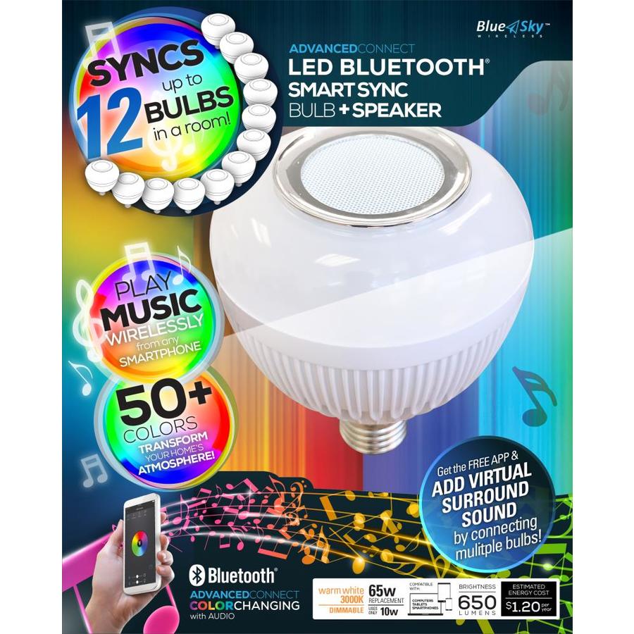 blue sky light bulb and speaker