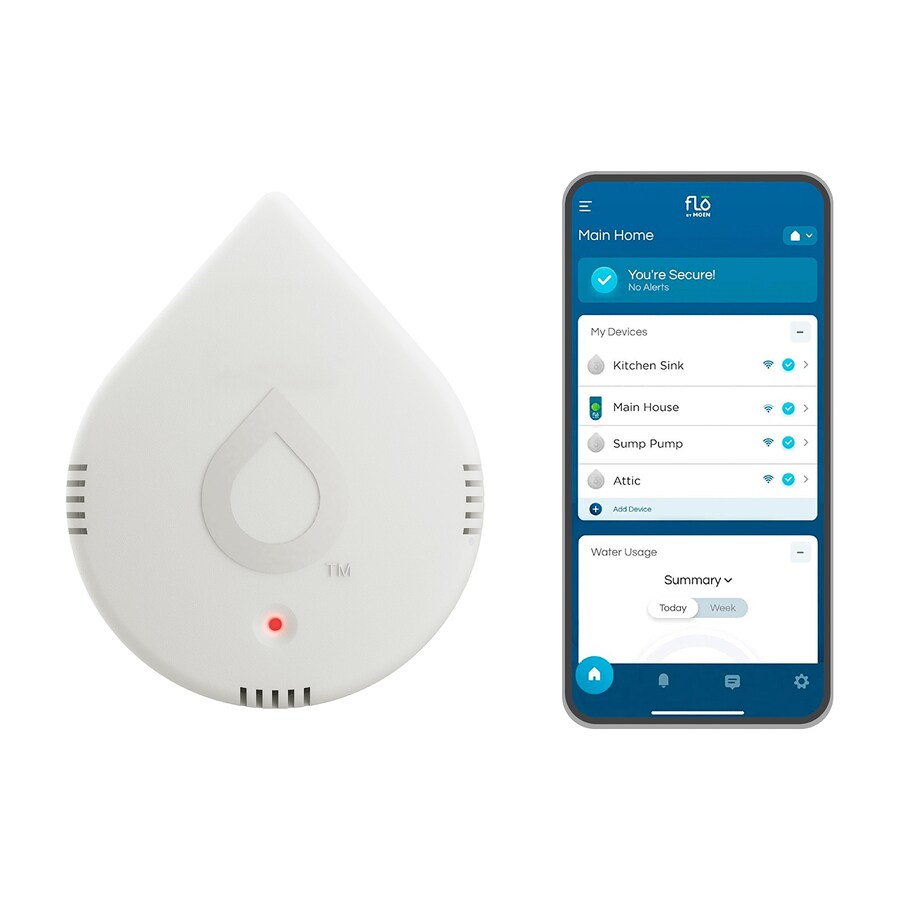 Moen Flo Smart Water Leak Detector with Programmable App and Alarm in