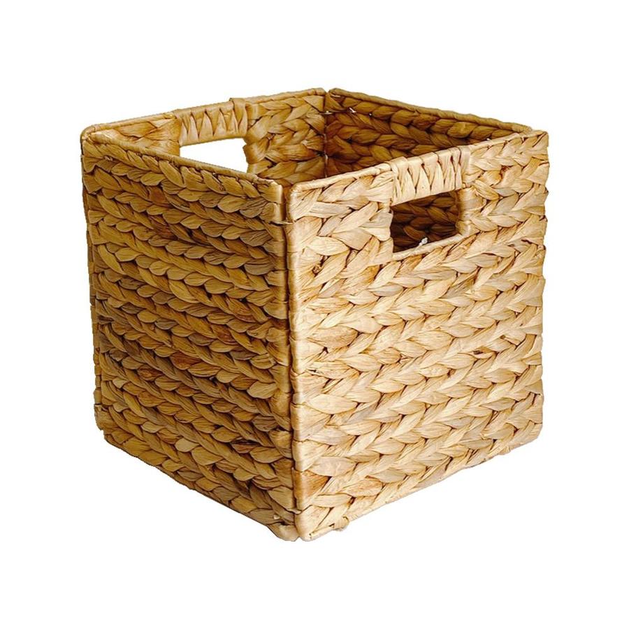 allen + roth 10.6 In. x 10.6 In. x 10.6 In. Folding Water Hyacinth Basket in Natural Color in