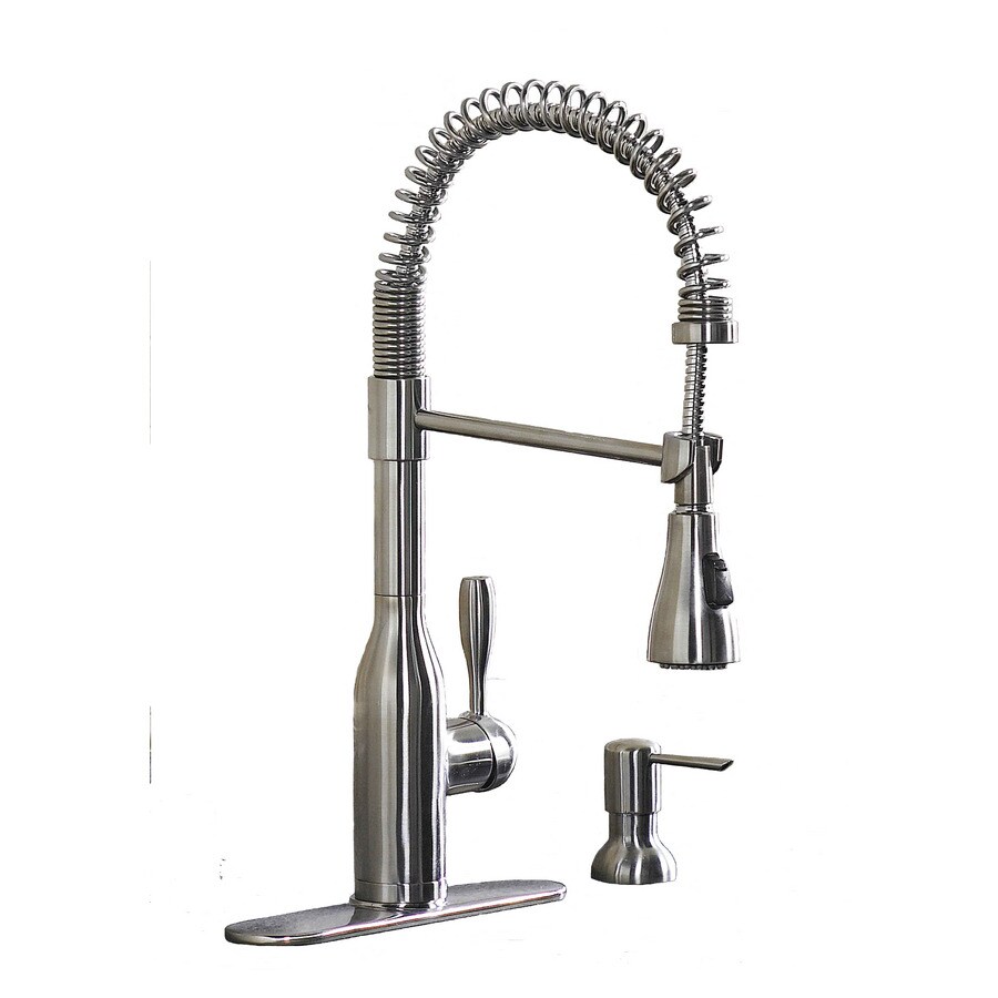 Aquasource Stainless Steel 1 Handle Pull Down Kitchen Faucet In The Kitchen Faucets Department At Lowescom