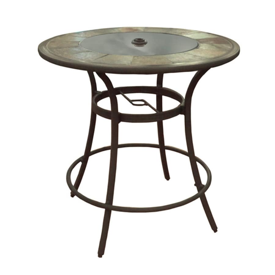 Allen Roth Safford 40 In W X 40 In L Round Bar Table In The Patio Tables Department At Lowes Com