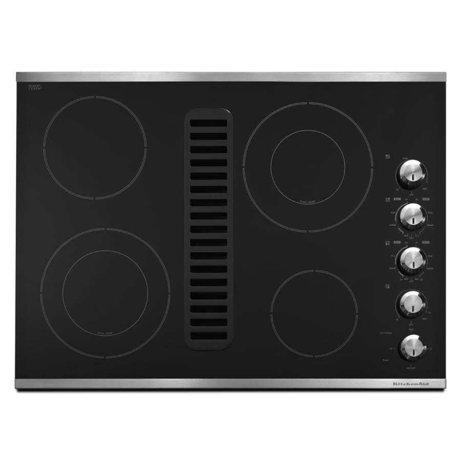 electric cooktop with downdraft and grill