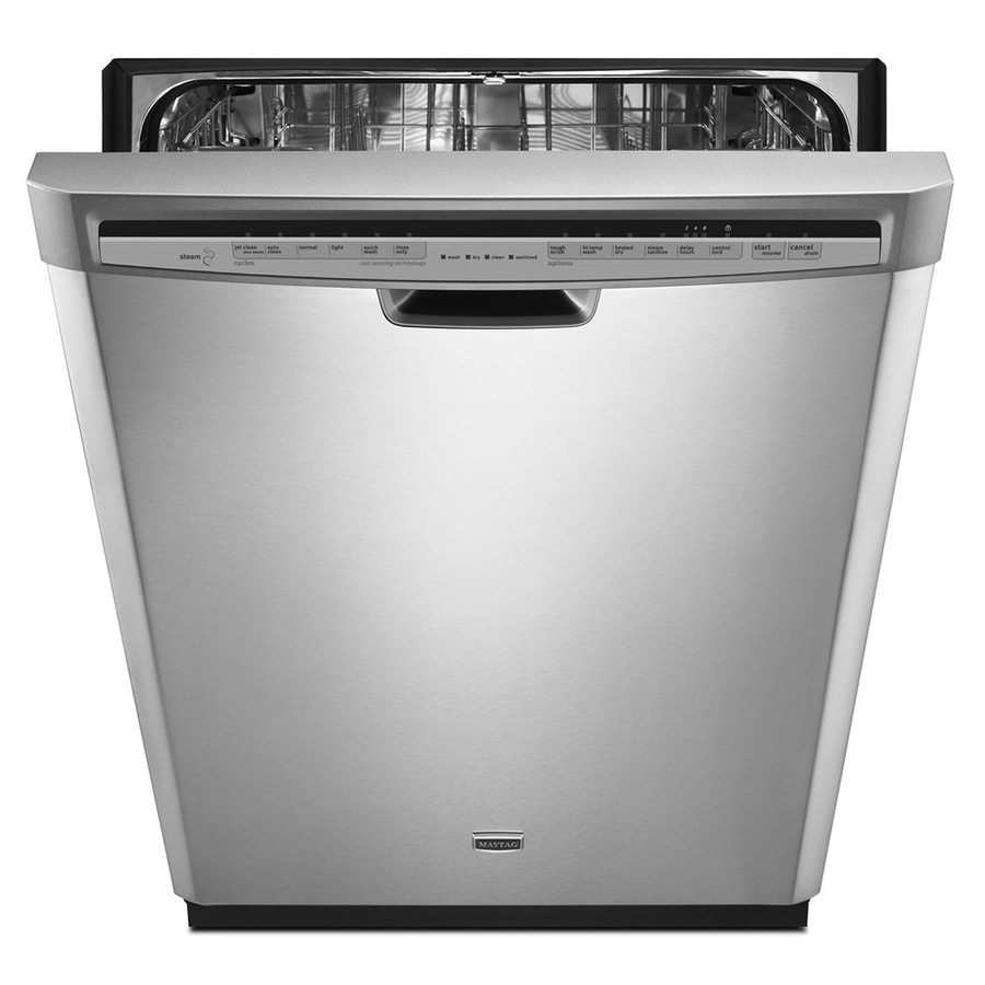 Maytag 53Decibel Front Control 24in BuiltIn Dishwasher (Monochromatic Stainless Steel) at