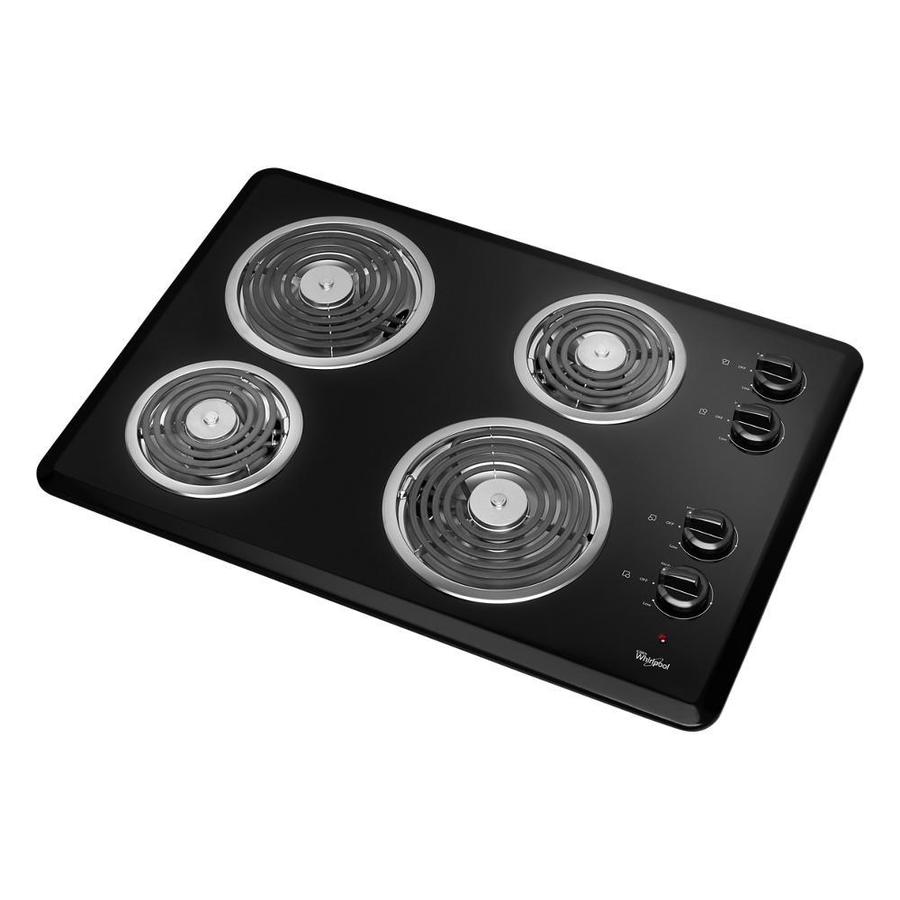 Whirlpool 30in 4 Elements Coil Black Electric Cooktop in the Electric