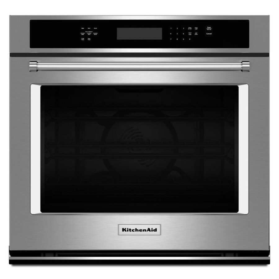Kitchenaid 30 In Self Cleaning Convection Single Electric Wall Oven Stainless Steel In The Single Electric Wall Ovens Department At Lowes Com