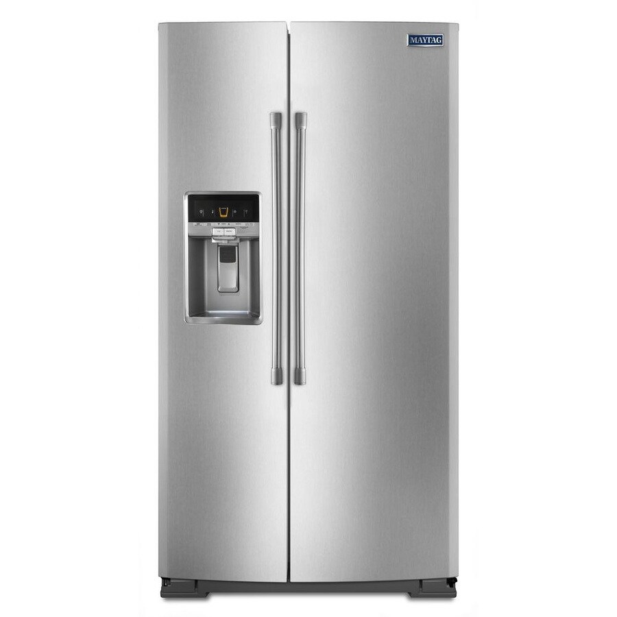 Shop Maytag 25.6-cu ft Side-by-Side Refrigerator with Single Ice Maker Maytag Stainless Steel Side By Side Refrigerator