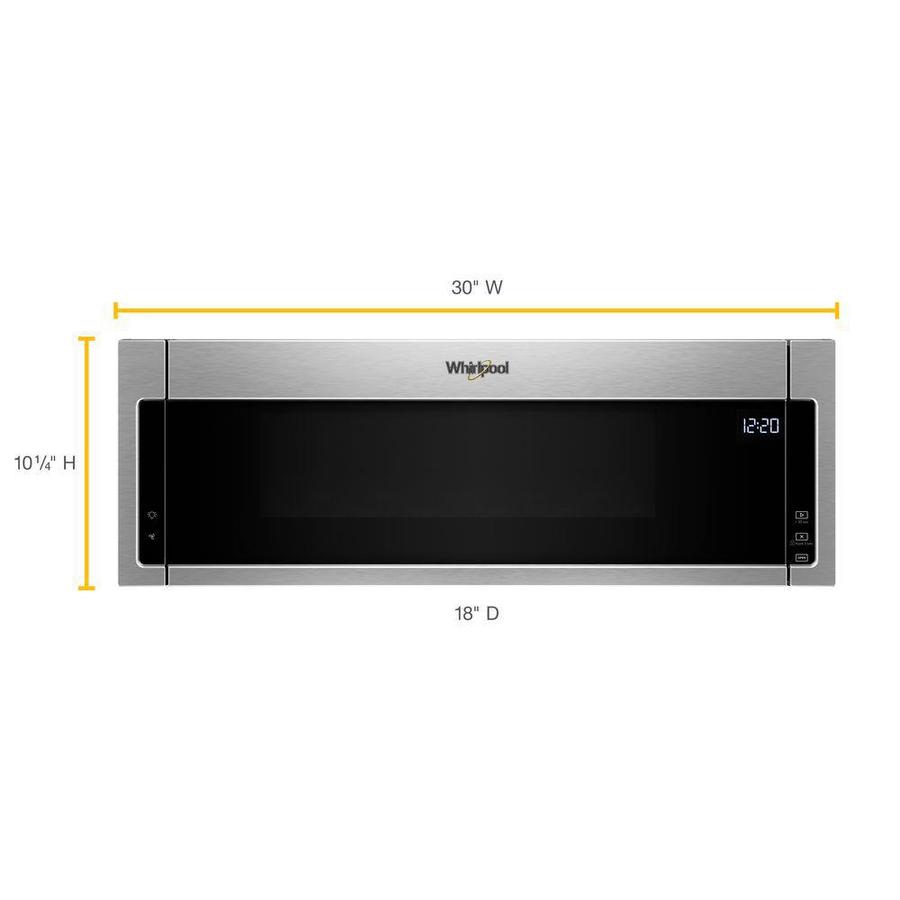 whirlpool 1 1 cu ft low profile over the range microwave in stainless steel in the over the range microwaves department at lowes com lowe s