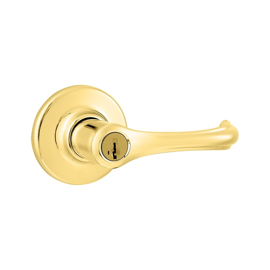 Shop Kwikset Dorian Smartkey Polished Brass Universal Keyed Entry Door Lever At 6928