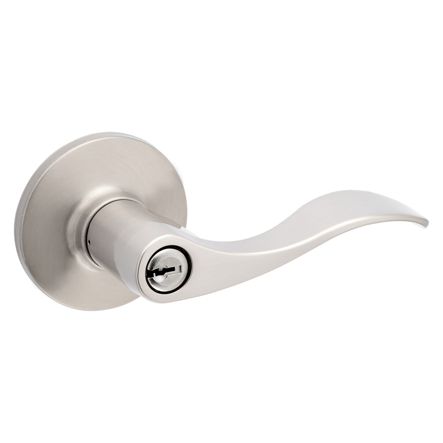 ReliaBilt Olivia Satin Nickel Reversible Keyed Entry Door Handle in the