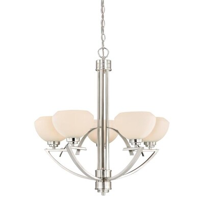 Cascadia Solna 5-Light Satin Nickel Transitional Chandelier Cascadia Solna 5-Light Satin Nickel Transitional Chandelier