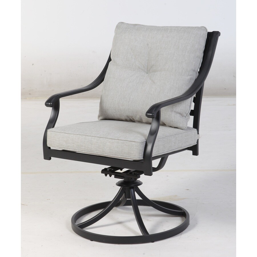 Style Selections Elliot Creek Set Of 2 New Slate Metal Swivel Rocking Chair S With Gray Olefin Cushioned Seat In The Patio Chairs Department At Lowes Com