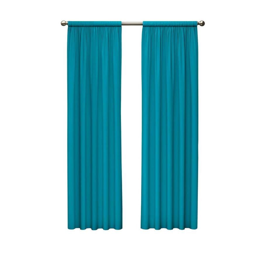 teal and white curtains