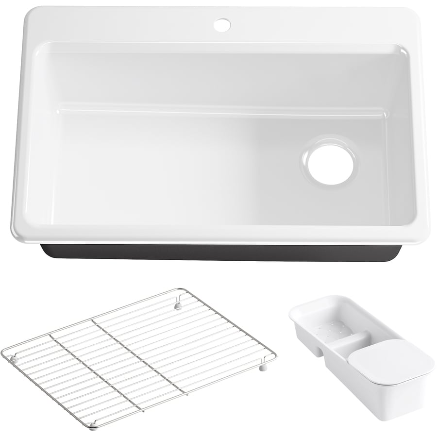 Shop Kohler Riverby 22 In X 33 In White Single Basin Cast Iron Drop In