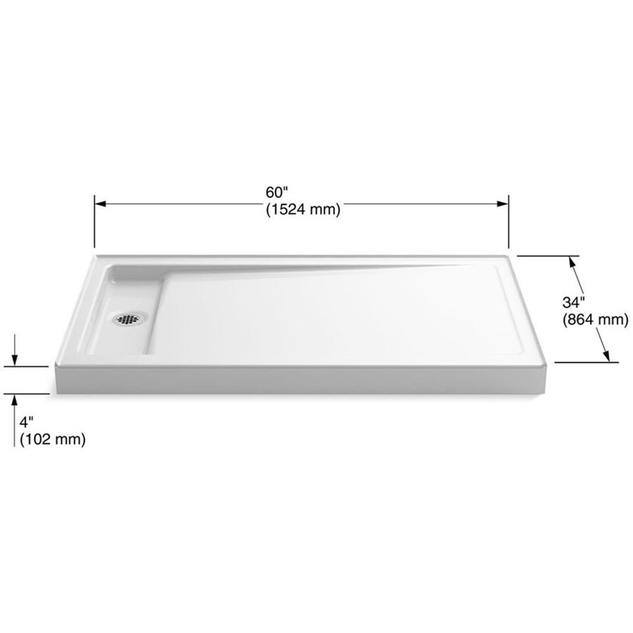 KOHLER Bellwether White Cast Iron Shower Base 34-in W x 60-in L with Left Drain in the Shower 