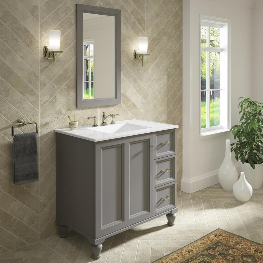 KOHLER Damask 36.75in Mohair Grey Bathroom Vanity in the