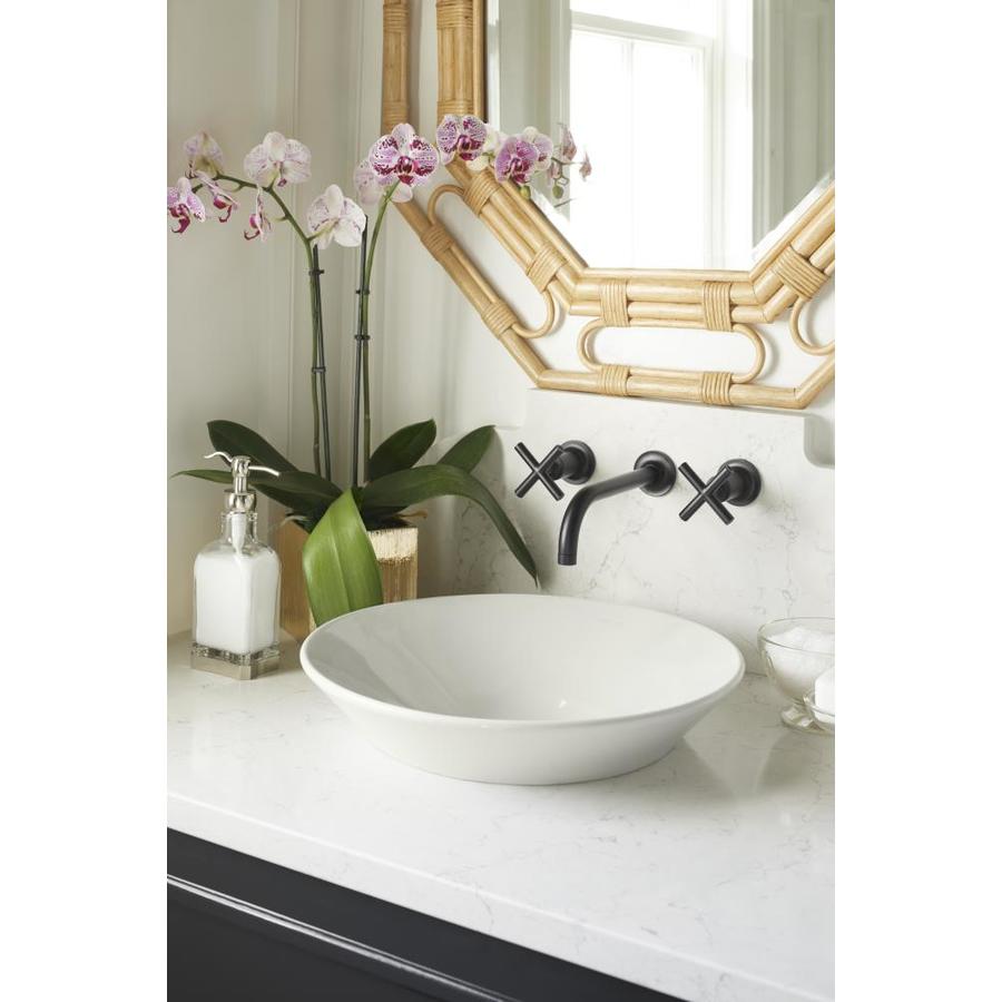 KOHLER Purist Matte Black 2Handle Wallmount WaterSense Bathroom Sink Faucet in the Bathroom