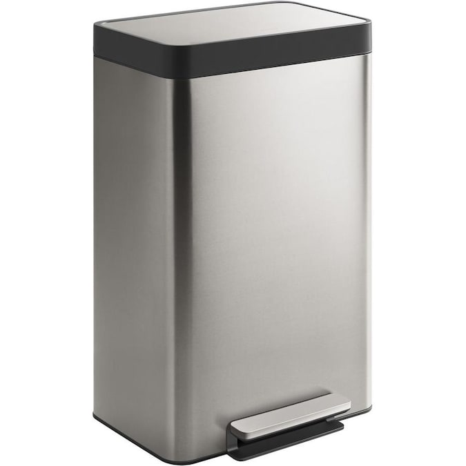KOHLER 16-Gallon Stainless Steel Commercial Touchless Trash Can with Kohler Stainless Steel Garbage Can