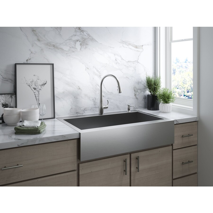 Kohler Vault 3575 In X 243125 In Single Bowl Tall 8 In Or Larger Drop In Apron Front Farmhouse 2 Hole Commercial Residential Kitchen Sink In The Kitchen Sinks Department At Lowescom