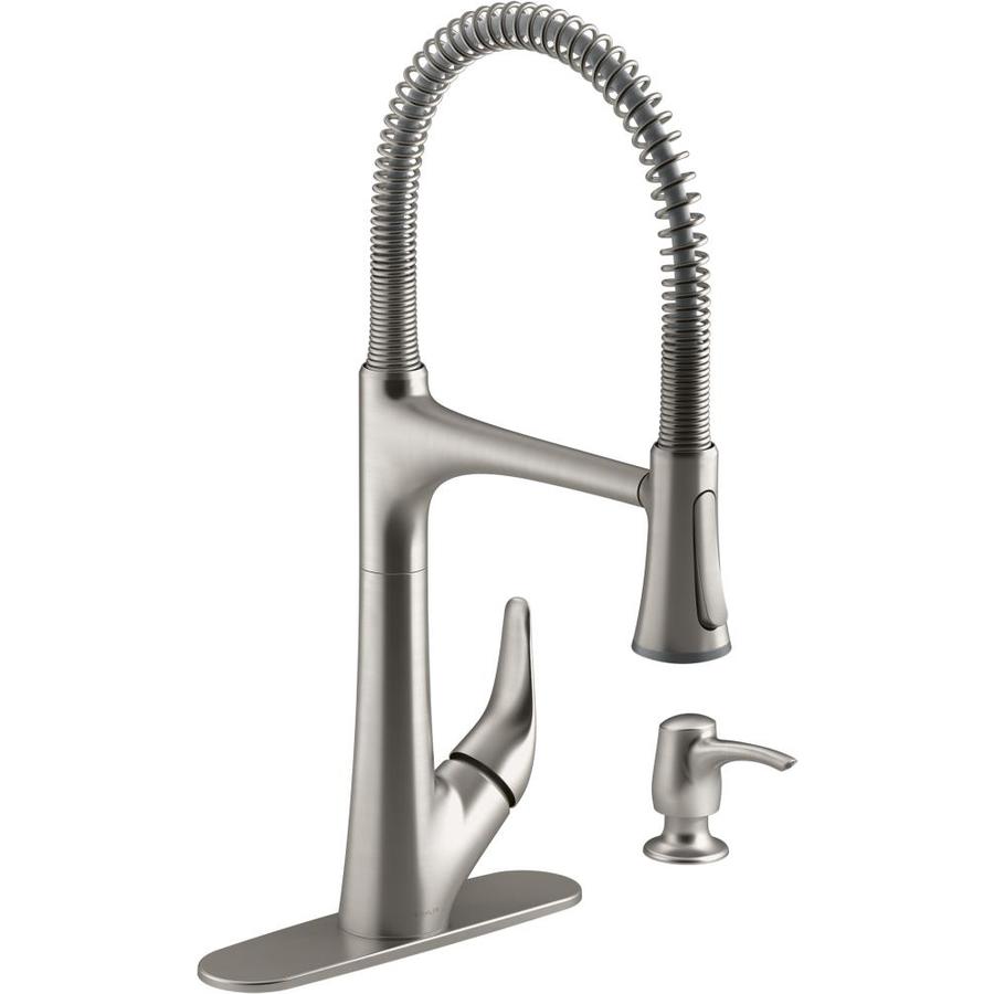 Kohler Lilyfield Pro Semiprofessional Vibrant Stainless 1 Handle Deck Mount Pull Down Handle Kitchen Faucet Deck Plate Included In The Kitchen Faucets Department At Lowescom