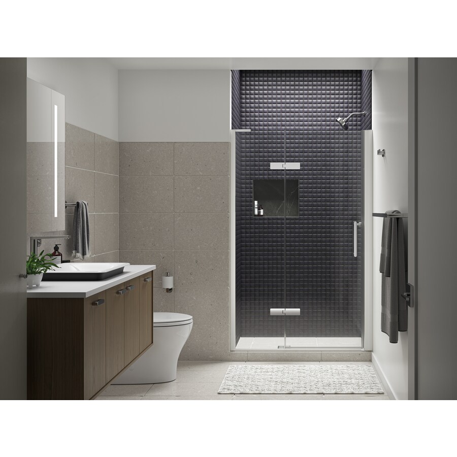 Kohler Composed 73 0625 In H X 45 In To 46 375 In W Frameless Pivot Bright Polished Silver Shower Door Clear Glass In The Shower Doors Department At Lowes Com