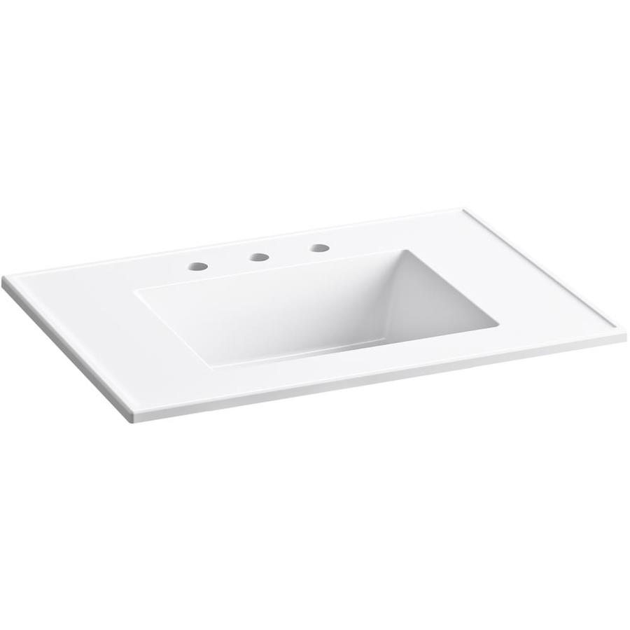 Kohler Ceramic Impressions 31 In White Vitreous China Single Sink Bathroom Vanity Top In The Bathroom Vanity Tops Department At Lowes Com