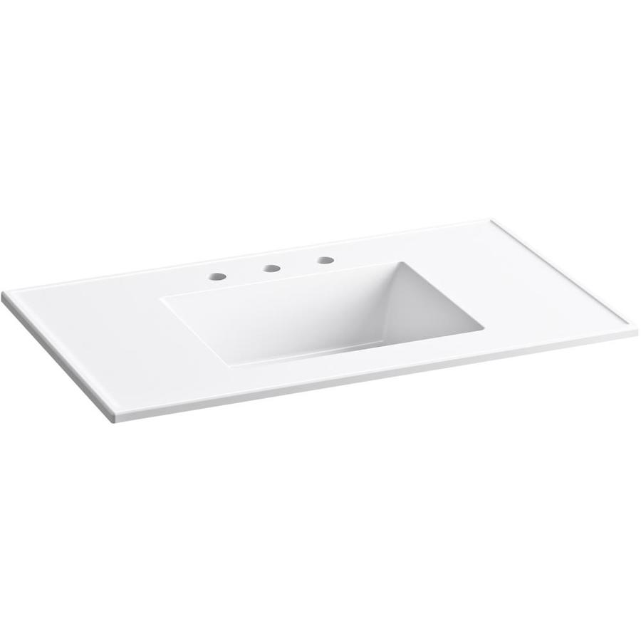 Kohler Ceramic Impressions 37 In White Vitreous China Single Sink Bathroom Vanity Top In The Bathroom Vanity Tops Department At Lowes Com