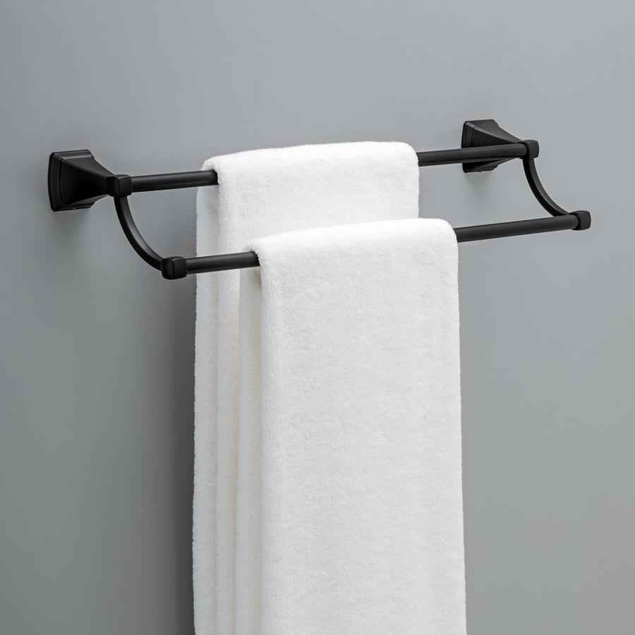 Delta Flynn 24in Double Matte Black Wall Mount Double Towel Bar in the