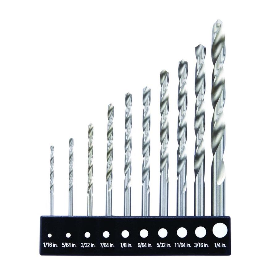Pack of 10 NEW Coated HSS Standard Jobber Drill Bits Set Size 11//64/'/'